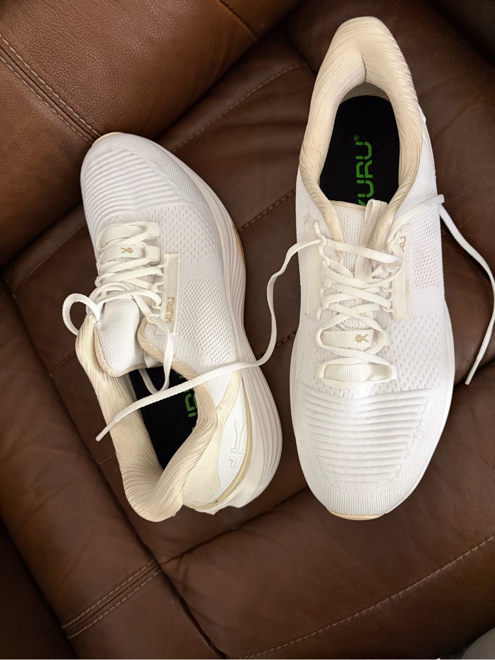 KURU Women's Cream White Knit Athletic Sneakers